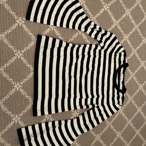 Black and White Striped Bell Sleeve Top